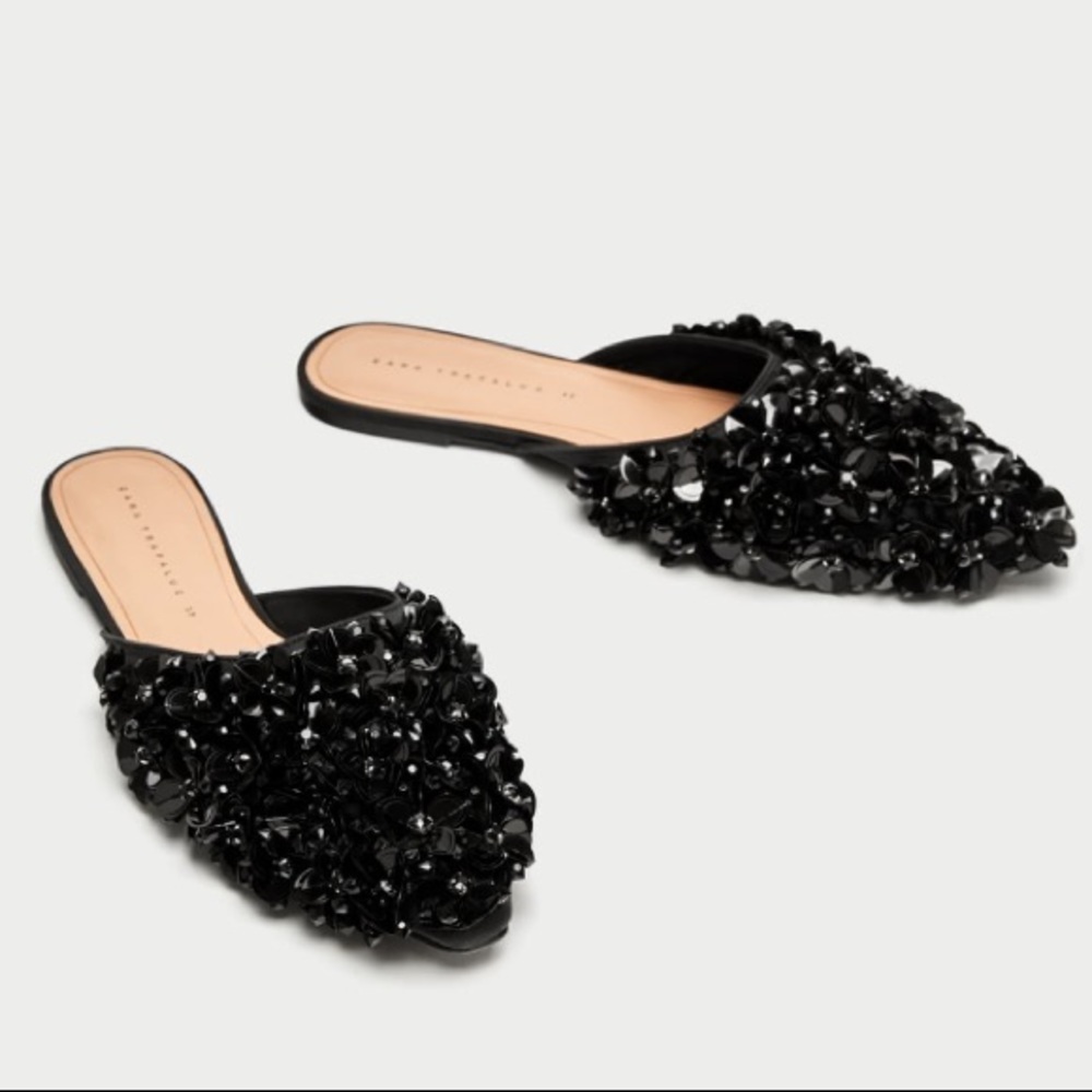 ZARA JEWELED SLIDES MULES BRAND NEW